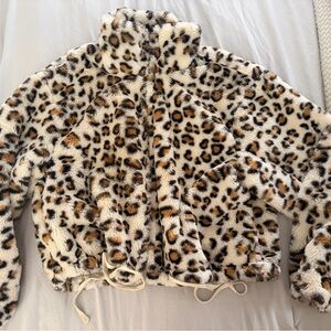 Leopard Print Faux Fur Jacket